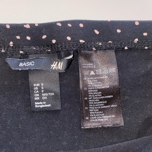 H&M Pink Polka Dots Black Skirt Size S - Picture 2 of 4